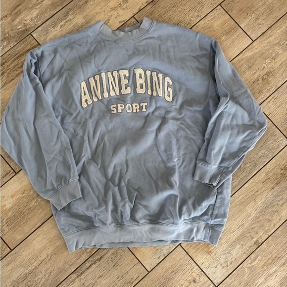 Anine Bing Blue Sweatshirt with Cream Logo - Picture 3 of 5